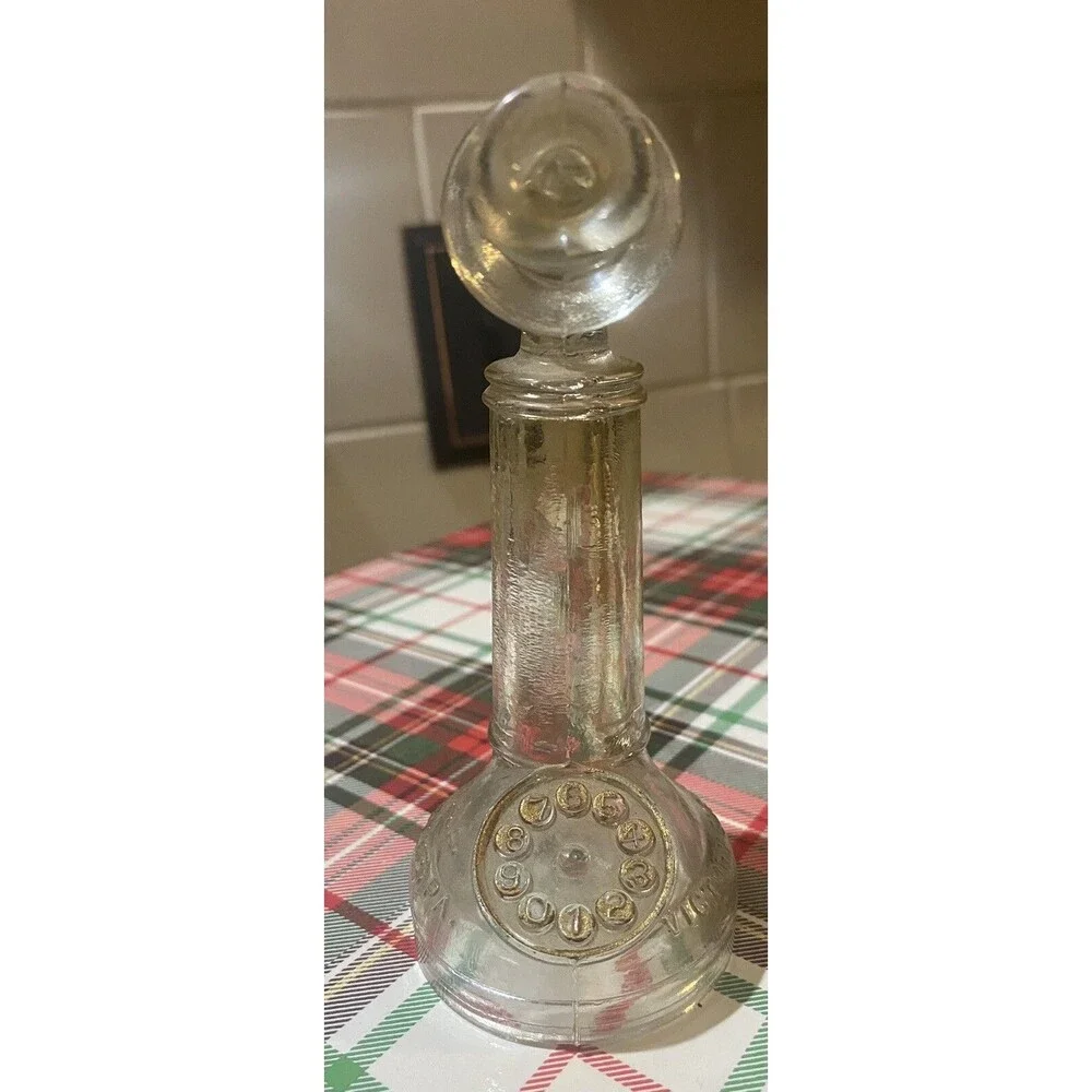 Vintage Glass Candy Container, Antique Phone